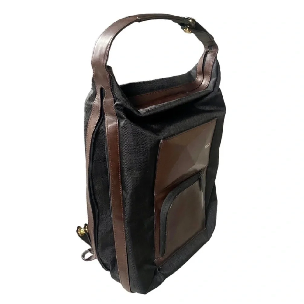 Tumi Dror Leather Nylon Rare Luxury Travel Backpack Modern Tote Briefcase Bag